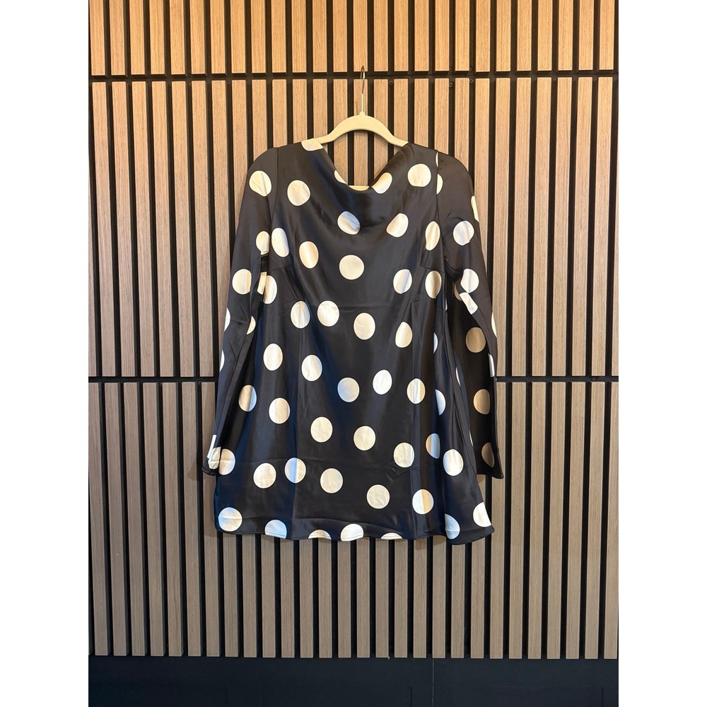 Free People Black Mini Dress with White Polka Dots